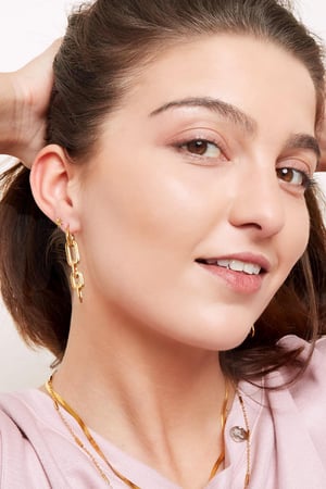 Pendientes de enlaces de cadena Color dorado Acero inoxidable h5 Imagen2